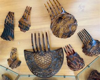 We have a large collection of tortoise shell combs.