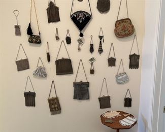 Many beaded and micromesh vintage purses.