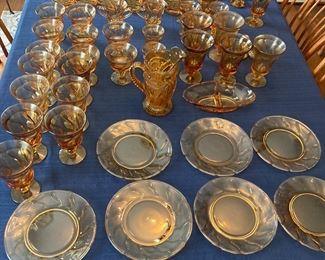 Vintage Fostoria glassware, Amber Jamestown Pattern