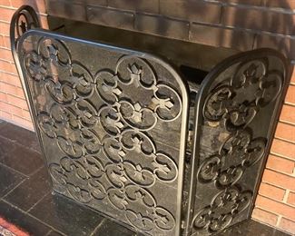 Very heavy iron fireplace screen 