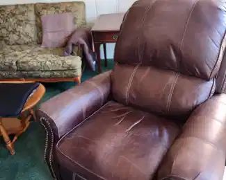 Two Brown Leather Recliners