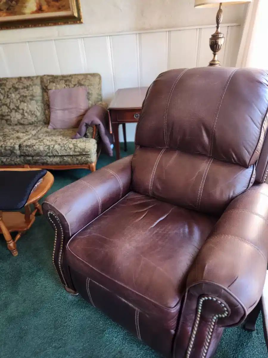 Two Brown Leather Recliners