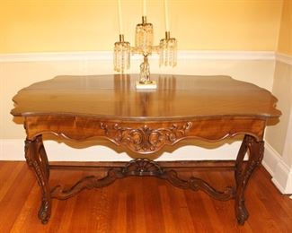 European Center Table, Can be shown/used three different ways.   41 1/2" d x 59 1/2" w x 30" h.