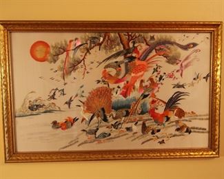 Framed Chinese Silk Embroidery.