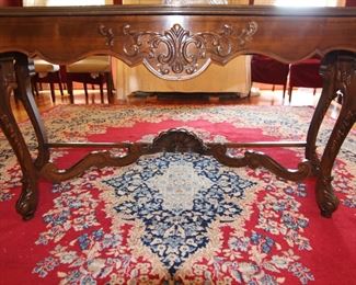 Front detail, European Center Table, Can be shown/used three different ways.   41 1/2" d x 59 1/2" w x 30" h. 