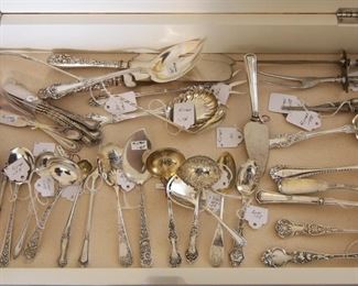 In this case we have unique sterling serving pieces made by premier silver companies.                                                                            PLEASE NOTE:  THESE ITEMS ARE NEVER LEFT UNATTENDED OR IN THE HOUSE OVERNIGHT.