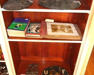 Antique Fire Plaques, set of French Charlie Brown Cartoon Books, vintage cartoon books by Hume.