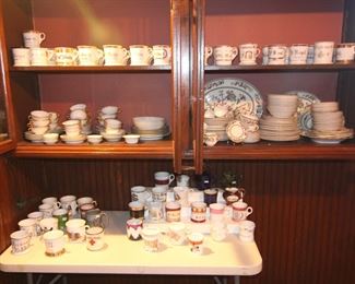 Large amount of antique shaving mugs.