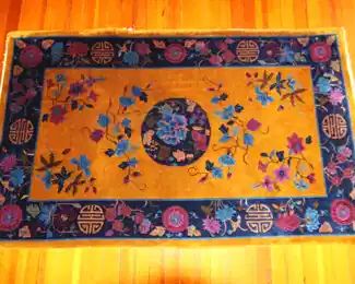 3' x 5' Art Deco Brown Chinese Area Rug. Newly cleaned by Woodard.