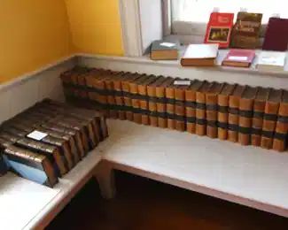 Leather bound books.