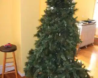 Large Christmas tree with lights.