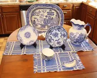 Huge Antique Transferware Ironstone Blue Willow Platter, 19".