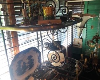 various antiques, bakers rack not for sale