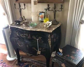 Chinoiserie chest tall quartz obelisk 