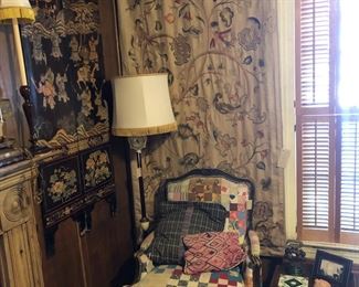 one of a pair of very early crewel panels French chair