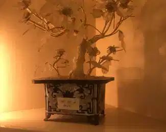 Chinese jade tree, all clear quartz one of a pair