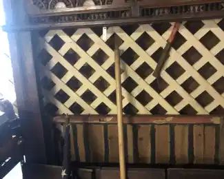 carved French? frame with sliding doors