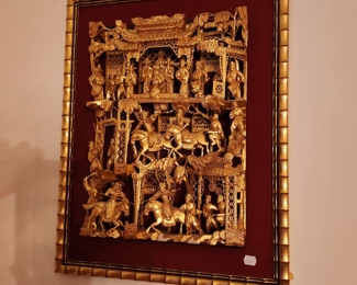 antique hand carved one piece Chinese wall panel