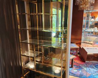 Pair of matching Milo Baughman glass & chrome etageres