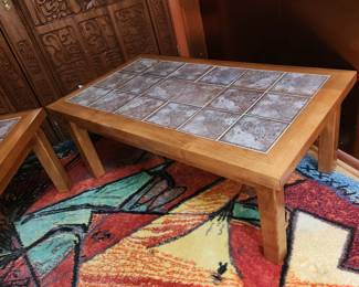 pair of tile top coffee tables