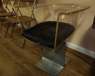1 lucite MCM chair with metal base