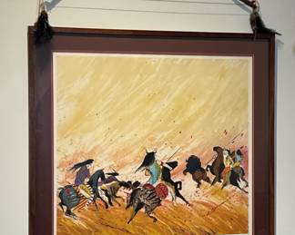 Earl Bliss Buffalo Hunt  Signed Numbered Lithograph Framed Art Litho Print 	Frame: 36 x 38in	