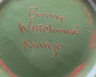 Bernice Watchman Navajo Etched Pottery Vase Pot Native American 	5 x  2.25in diameter at opening.	
