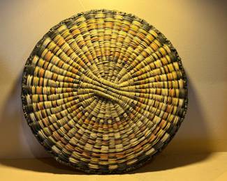 Native American Hopi Wicker Tray Basket Flat Tray 	13in diameter	
