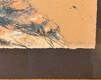 Signed Numbered Larry Fodor Sojourn Diptych Lithograph Framed Art Litho Print 	Frame: 30 x 60.25.in	
