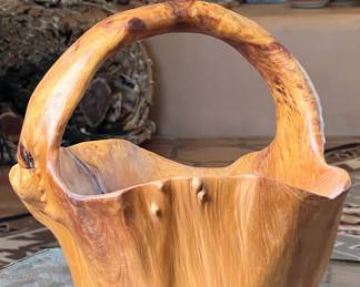 Carved Burl Wood Bowl Root Wood	8 inches high	

