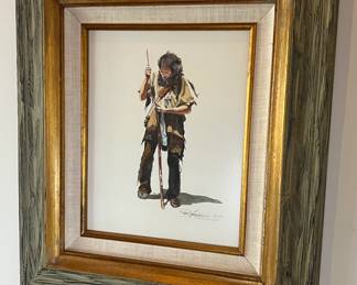 Paul Abram Jr Original Art Watercolor Painting Framed 	Frame: 23.5 x 20.5.in	
