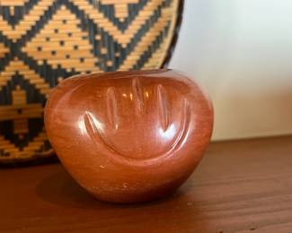 Rose Broncho San Juan Pueblo Redware Pot Native American Pottery 	2.75 inches high.	
