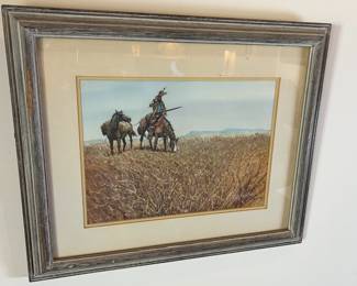 Original Art Austin Deuel Cowboy on Range Painting 	Frame: 19 x 23in	
