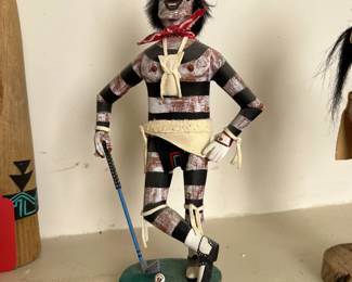 Felix Begay Hano Clown Golfing Kachina Doll Native American F.	11 inches	
