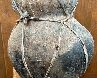 Primitive Mexican Pottery Double pot on Stand Tarahumara 	19 inches high	
