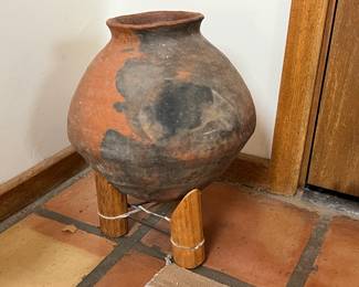 Primitive Mexican Pottery on Stand 062	16 inches high	
