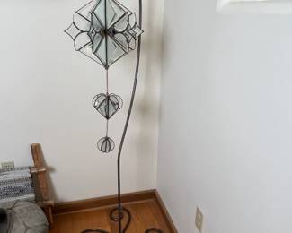 Artist Made Etched Art Glass Light Catcher on Stand	62 inches high	
