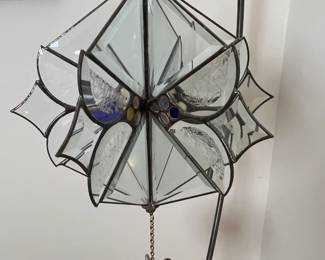 Artist Made Etched Art Glass Light Catcher on Stand	62 inches high	
