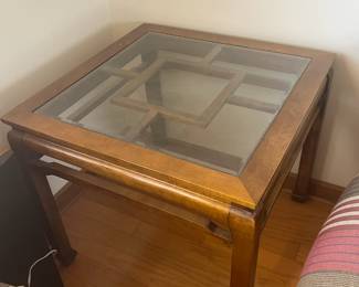 Glass & Wood End Table	24 x 27 x 27in	HxWxD
