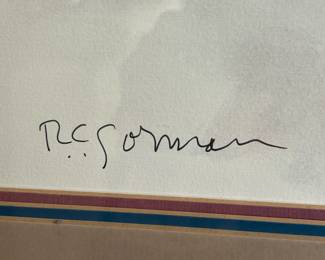 RC Gorman Framed Print Lady in Blue/Red Blanket Native American 	Frame: 27.25x33.25in	
