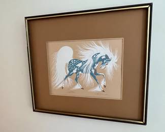 Signed Woody Crumbo Spirit Horse Silkscreened Print Native American Art		
