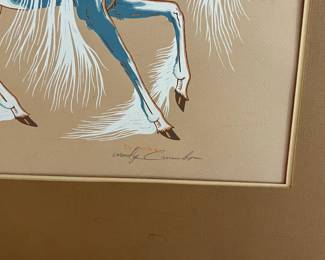 Signed Woody Crumbo Spirit Horse Silkscreened Print Native American Art		
