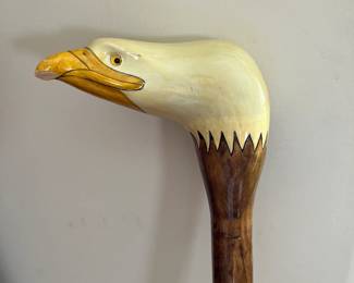Dan Brown Eagle Head Walking Stick Cane Signed		
