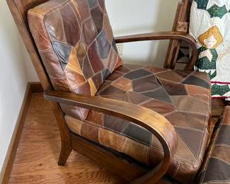 Retro Leather Patchwork Chair & Ottoman		
