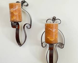 2pc Wrought Iron Candle Sconces		
