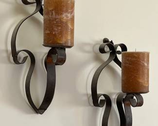 2pc Wrought Iron Candle Sconces		
