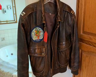 Korean War Leather Flight Bombers Jacket 607 Air Control and Warning Squadron USAF 607th		
