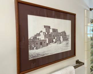 Peter Moceri Taos Pueblo Signed Litho Framed Art		
