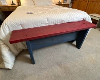 Blue & Red Rustic Bench		

