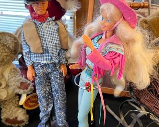 Ken & Barbie Cowboy Dolls Mattel 1968 Indonesia		

